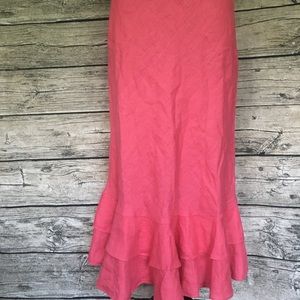 Boden size 12 linen skirt, ruffle bottom, fuchsia